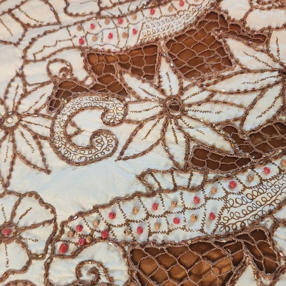 Embellished Boho Beachy Skirt SZ: 8 Cotton Blend Beaded Seahorse Pirate Shells - Picture 10 of 16